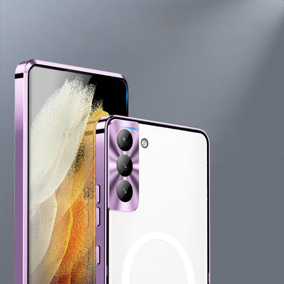 Kameravédő tok Samsung Galaxy S21 FE 5G, CamShield MagSafe, átlátszó / lila