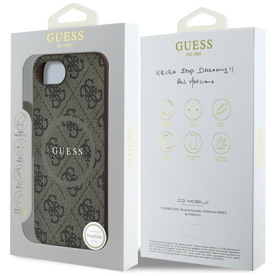 GUESS Telefontok a iPhone 16E, 4G Ring Classic Logo, barna