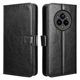 Pattintható tok a Realme 14 Pro+ 5G, Crazy Horse Wallet, fekete