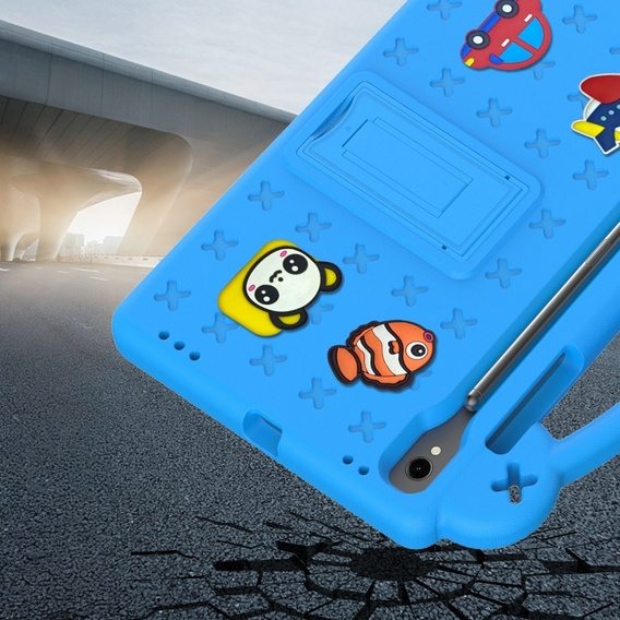 Gyermek tok Samsung Galaxy Tab S7/S8/S9, Cute Patterns, állvánnyal, kék