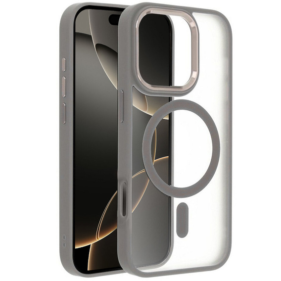 Tok iPhone 16 Pro Max-hoz, MagSafe, ERBORD Matt Case, átlátszó / titánium + képernyőüveg