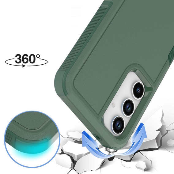 Páncélozott tok Samsung Galaxy A55 5G, Dual Shockproof, sötétzöld