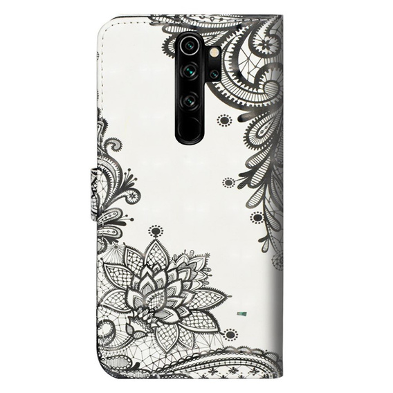 Pattintható tok a Xiaomi Redmi Note 8 Pro, Wallet flowers, fehér