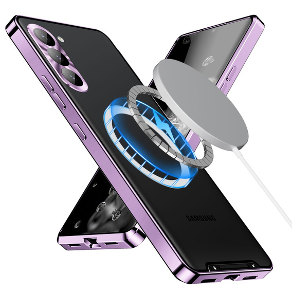 Kameravédő tok Samsung Galaxy S23, CamShield MagSafe, átlátszó / lila