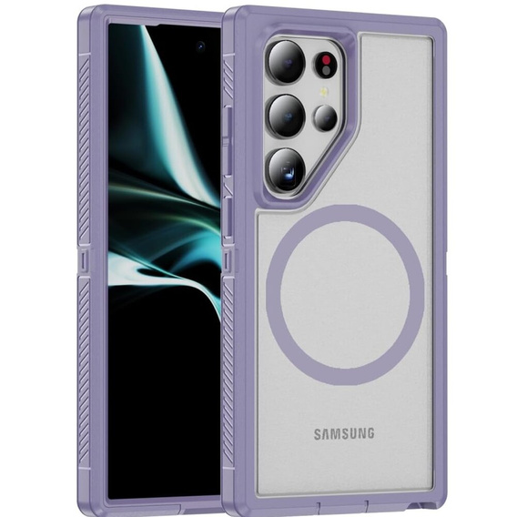 Tok kerettel Samsung Galaxy S24 Ultra készülékhez, MagSafe-hoz, átlátszó / lila