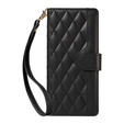 Flap tok Xiaomi Redmi Note 14 Pro 5G / Xiaomi Redmi Note 14 Pro+ 5G / Xiaomi Poco X7 5G, Rhombus Crossbody Leather, fekete