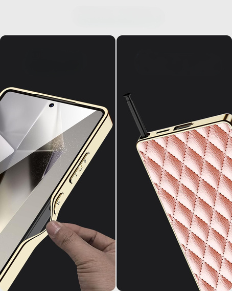 Tok Samsung Galaxy S25 Ultra, Leather Rhombus, rózsaszín