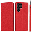 Bőr tok a Samsung Galaxy S22 Ultra, ERBORD Grain Leather, piros