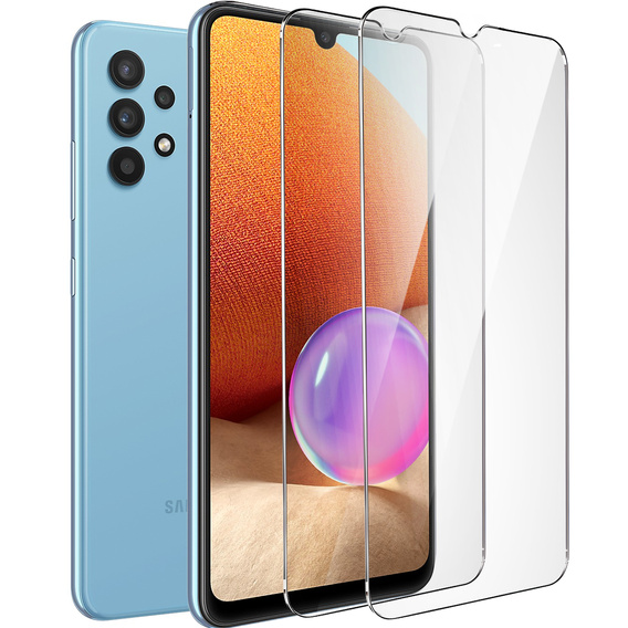 2x edzett üveg a Samsung Galaxy A32 4G, ERBORD 9H Hard Glass a képernyőn