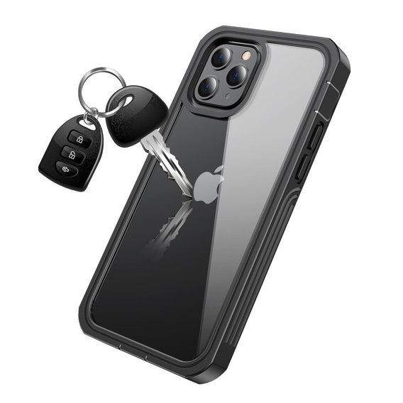 Tok iPhone 12/12 Pro készülékhez, Shockproof, fóliával, fekete