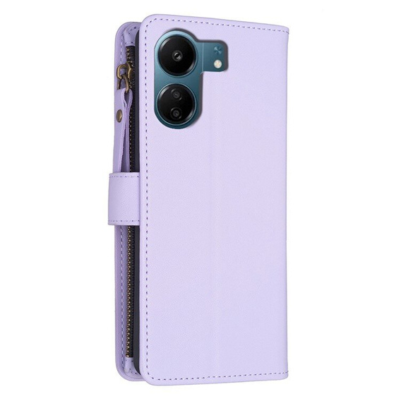 Pattintható tok a Xiaomi Redmi 13C / Poco C65, Wallet Zipper Pocket, fekete