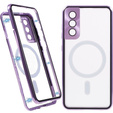 Magnetic Dual Glass MagSafe tok Samsung Galaxy S22, lila