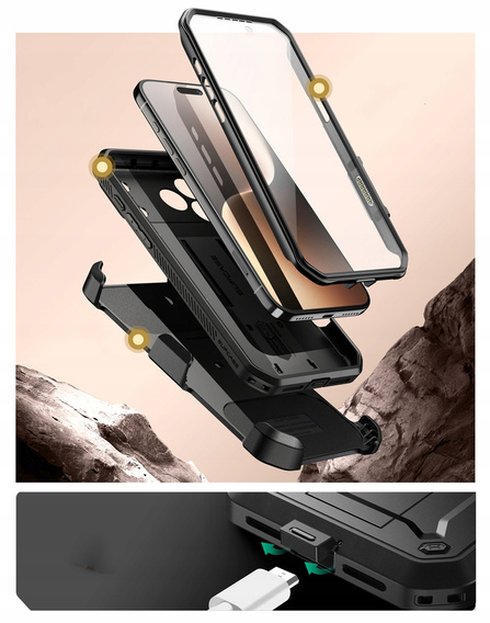 Supcase tok iPhone 17 Pro Max készülékhez, Unicorn Beetle Pro, fekete