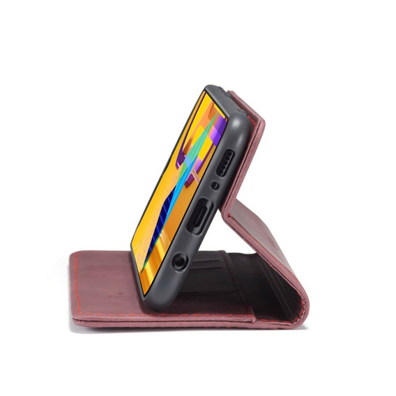 CASEME tok Samsung Galaxy M21, Leather Wallet Case, bordó