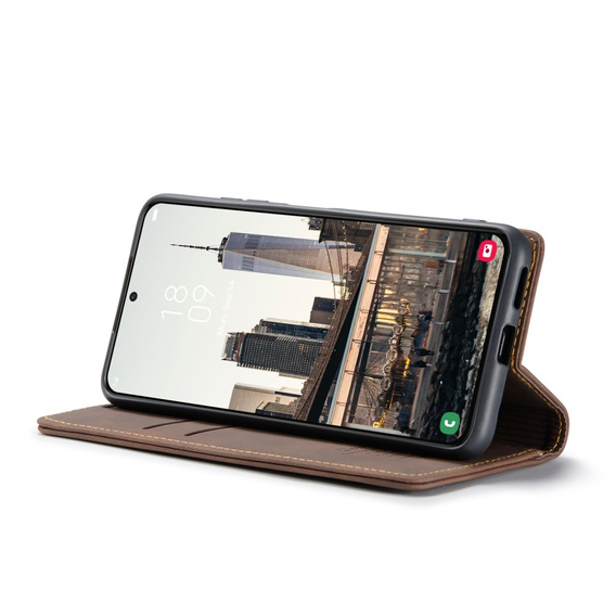 CASEME tok Samsung Galaxy S22 5G, Leather Wallet Case, kávé