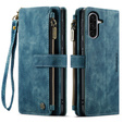 CASEME tok Samsung Galaxy A56 5G, Leather Wallet Cash and Card Slots, pánttal, kék