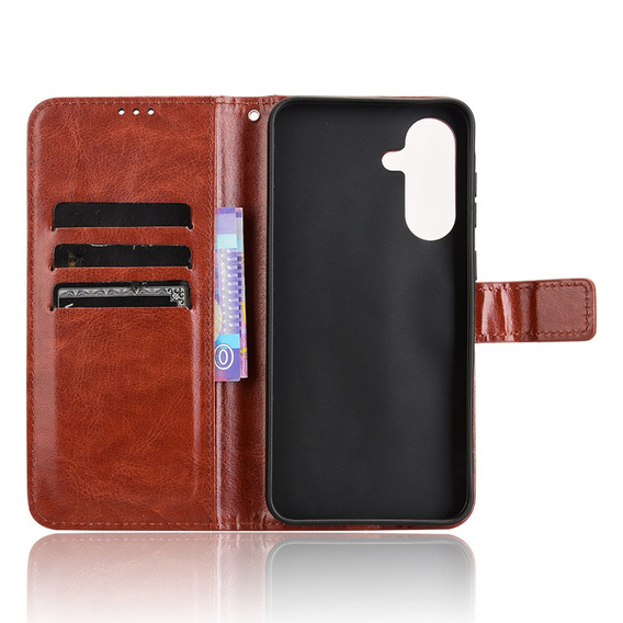 Pattintható tok a Samsung Galaxy A56, Crazy Horse Wallet, barna