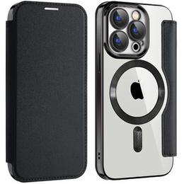Pattintható tok a iPhone 15 Pro Max, RFID Wallet MagSafe CamShield, fekete