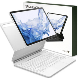 Billentyűzet tok Samsung Galaxy Tab S7+ / S7 FE / S9+ / S8+ / S9 FE+ / S10+, Dexnor Magnetic Keyboard Touchpad, fehér