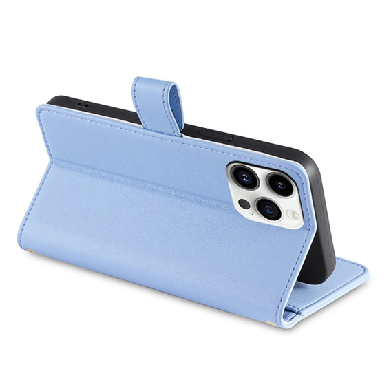 Pattintható tok a iPhone 14 Pro, Wallet Zipper Pocket, kék