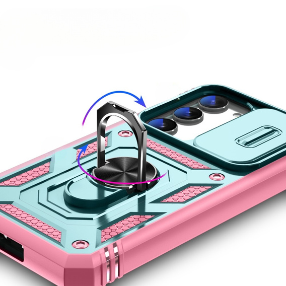 Telefontok a Samsung Galaxy S23, CamShield Slide, zöld / rózsaszín
