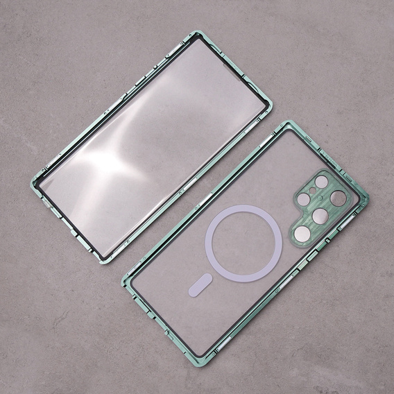 Magnetic Dual Glass MagSafe tok Samsung Galaxy S23 Ultra, zöld