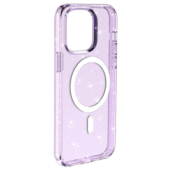 Telefontok a iPhone 14 Pro, Dropproof MagSafe Glitter, lila
