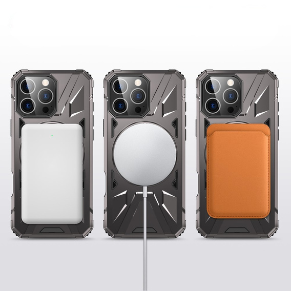 Tok iPhone 16 Pro Max-hoz, páncélozott, állvánnyal és fogantyúval, szürke