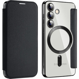 Pattintható tok a Samsung Galaxy S24, RFID Wallet MagSafe CamShield, fekete