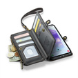 Tok CASEME Samsung Galaxy A55 5G, RFID Leather Wallet, vállpánttal, fekete