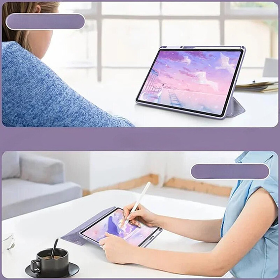 Tok Apple iPad Air 11" 6 gen. 2024, Smartcase Hybrid, tolltartó résszel, Marble lila