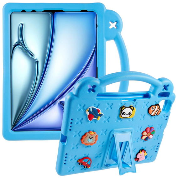 Gyermek tok Apple iPad Air 11" 6 gen. 2024, Cute Patterns, állvánnyal, kék