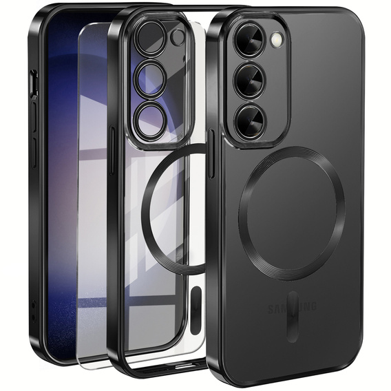 Tok Samsung Galaxy S23 Plus-hoz, Electro MagSafe, fekete + üveg a képernyőhöz