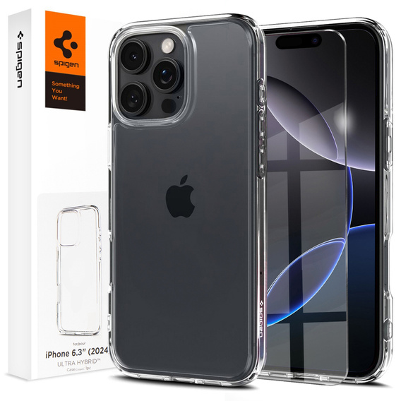 A Spigen tok iPhone 16 Pro, Ultra Hybrid, átlátszó + 9H edzett üveg