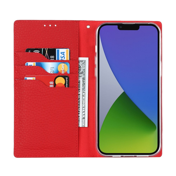 Pattintható tok a iPhone 15, Litchi Skin Grain, fekete