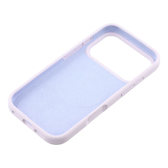 Szilikon tok iPhone 17 Pro Max készülékhez, MagSafe, ütésgátló, lila