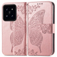 Pattintható tok a Xiaomi 14T Pro, Butterfly, rózsaszín rose gold