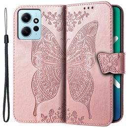 Pattintható tok a Xiaomi Redmi Note 12 4G, Butterfly, rózsaszín rose gold