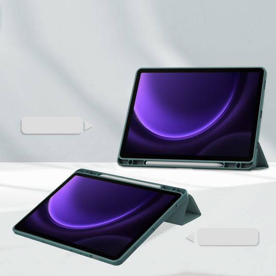 Tok Samsung Galaxy Tab S10 Lite / S10 FE / S9 FE, Smartcase Hybrid, tolltartó résszel, sötétzöld