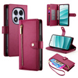 Pattintható tok a Xiaomi Redmi Note 14 Pro 5G / Poco X7 5G, Wallet Zipper Pocket, piros