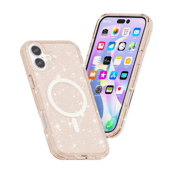 Tok iPhone 17 készülékhez, MagSafe, csillogó, áttetsző arany színű