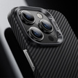 BENKS Kevlar tok iPhone 15 Pro Max, MagSafe, Carbon Fiber, fekete