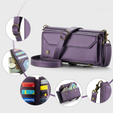 Tok CASEME Samsung Galaxy S25 FE, RFID Leather Wallet, vállpánttal, lila