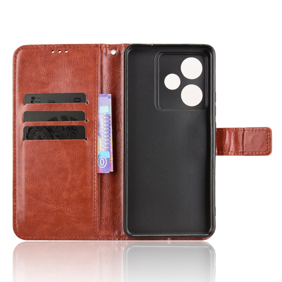 Pattintható tok a Realme GT 7 / 7T, Crazy Horse Wallet, barna