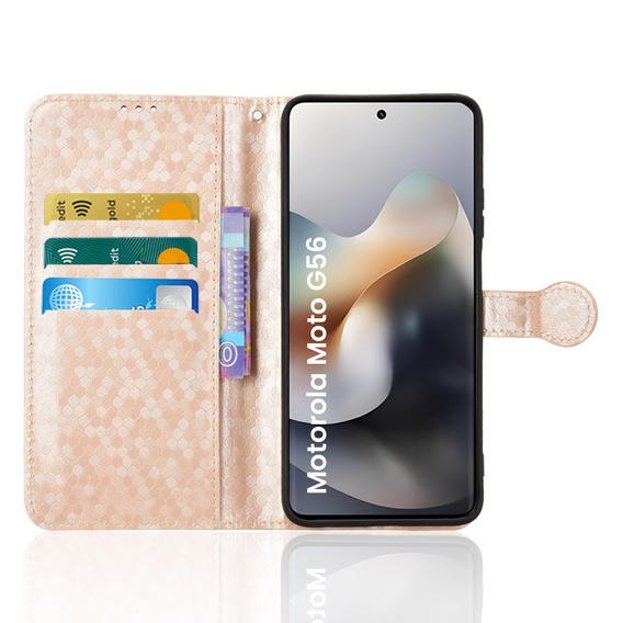 Flap tok Motorola Moto G56 5G, Wallet Rhombus, arany