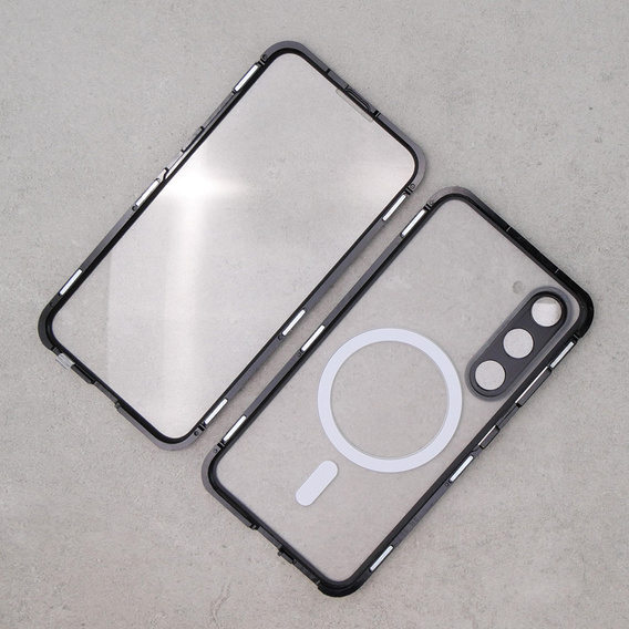 Magnetic Dual Glass MagSafe tok Samsung Galaxy S23, fekete