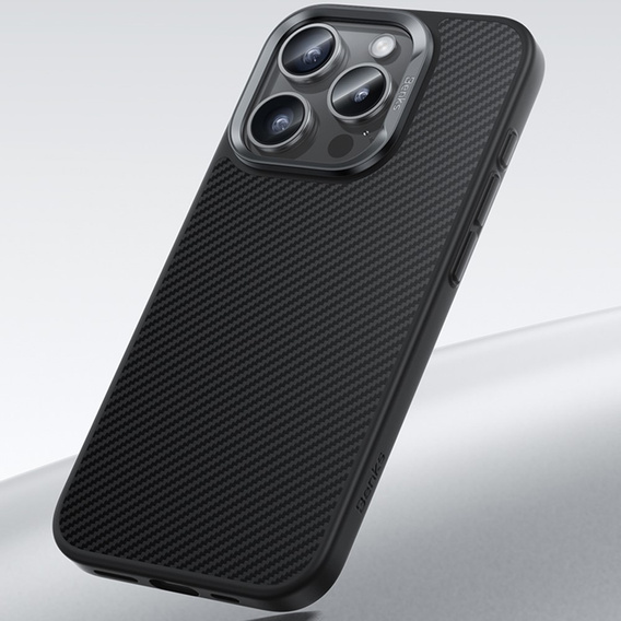 BENKS Kevlar tok iPhone 16 Pro, MagSafe, Carbon Fiber, fekete