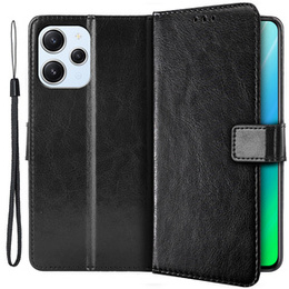 Pattintható tok a Xiaomi Redmi 12, Crazy Horse Wallet, fekete