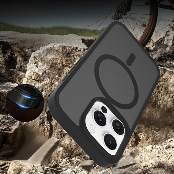 ERBORD MagSafe tok iPhone 16 Pro-hoz, Matte Case, aktív gomb, matt / fekete