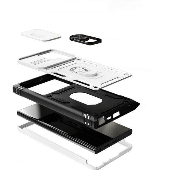 Telefontok a Samsung Galaxy S23 Ultra, CamShield Slide, Fehér /fekete